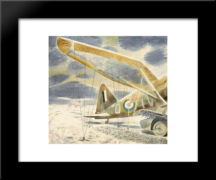 Lysanders In The Snow 20x24 Black Modern Wood Framed Art Print Poster by Ravilious, Eric