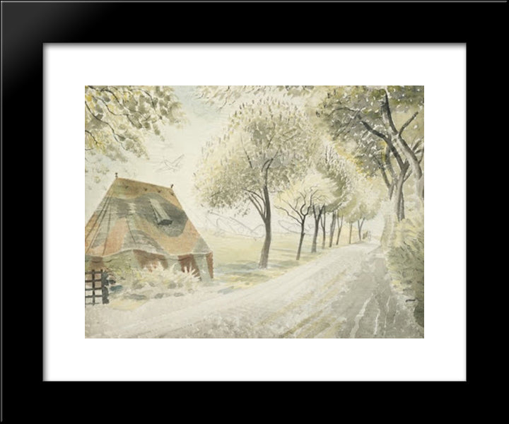 Road By An Airfield 20x24 Black Modern Wood Framed Art Print Poster by Ravilious, Eric