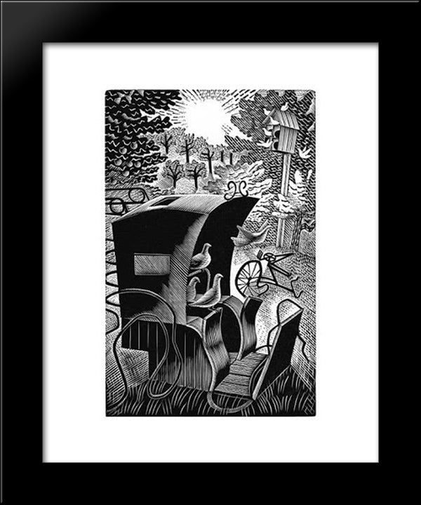 The H 20x24 Black Modern Wood Framed Art Print Poster by Ravilious, Eric