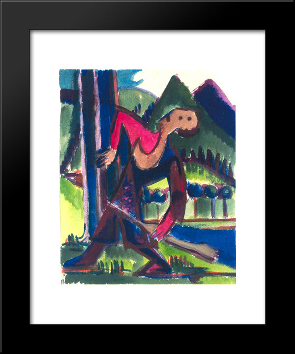 Boy With Arrow 20x24 Black Modern Wood Framed Art Print Poster by Kirchner, Ernst Ludwig
