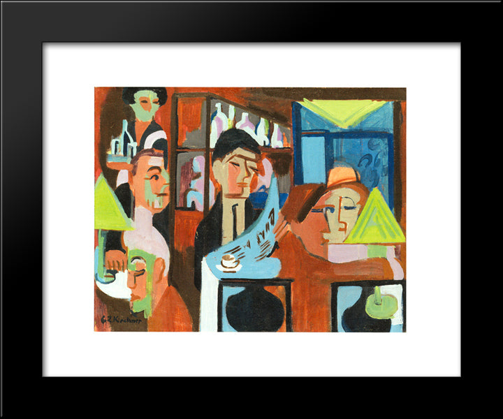 Cafe In Davos 20x24 Black Modern Wood Framed Art Print Poster by Kirchner, Ernst Ludwig