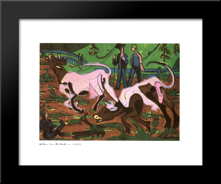 Cattles In The Spring 20x24 Black Modern Wood Framed Art Print Poster by Kirchner, Ernst Ludwig