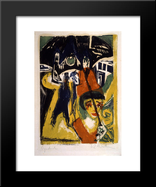 Cocotte On The Road 20x24 Black Modern Wood Framed Art Print Poster by Kirchner, Ernst Ludwig