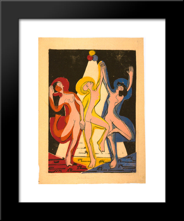 Colourful Dance 20x24 Black Modern Wood Framed Art Print Poster by Kirchner, Ernst Ludwig