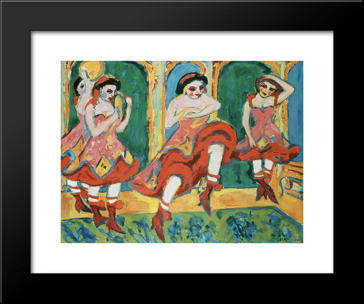 Czardas Dancers 20x24 Black Modern Wood Framed Art Print Poster by Kirchner, Ernst Ludwig