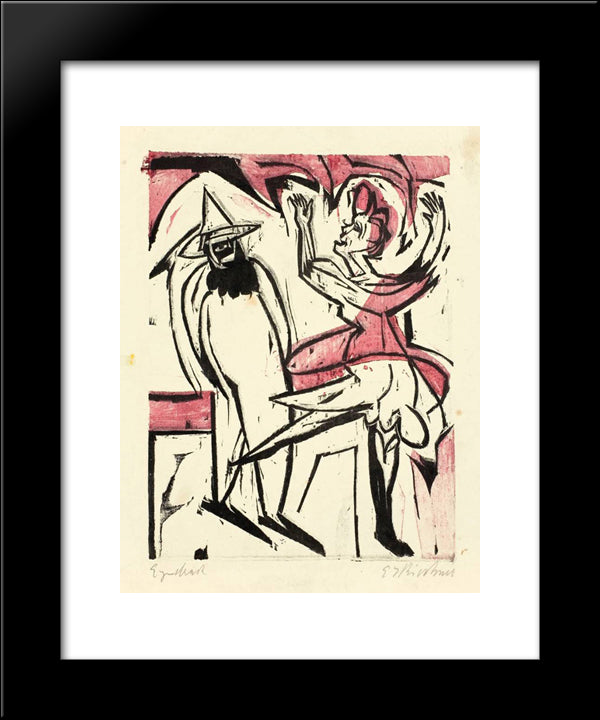 Dance 20x24 Black Modern Wood Framed Art Print Poster by Kirchner, Ernst Ludwig