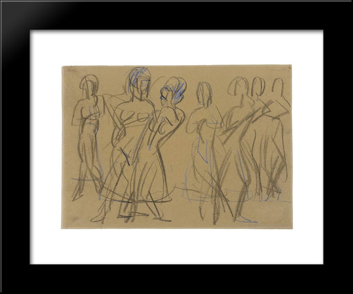 Dance Group Of The Mary Wigman School In Dresden 20x24 Black Modern Wood Framed Art Print Poster by Kirchner, Ernst Ludwig