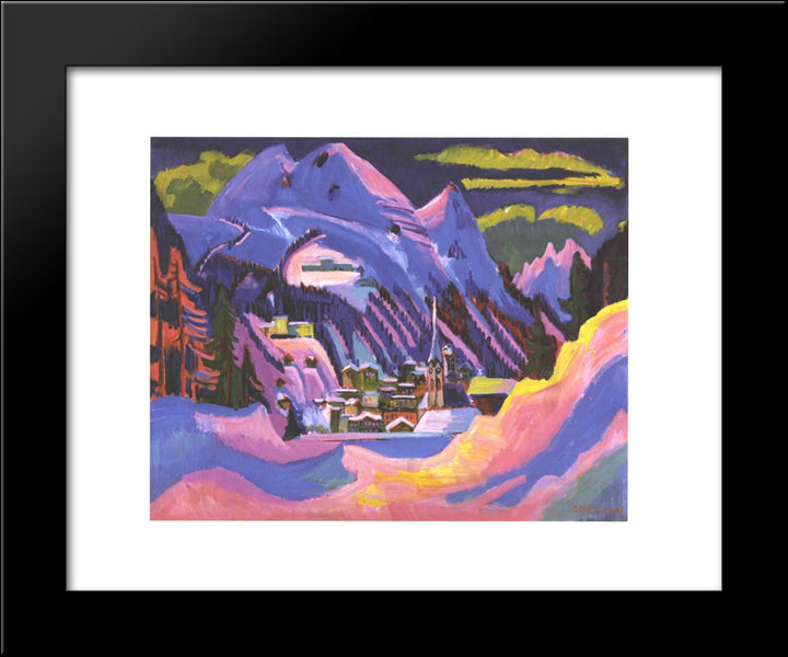 Davos In Snow 20x24 Black Modern Wood Framed Art Print Poster by Kirchner, Ernst Ludwig
