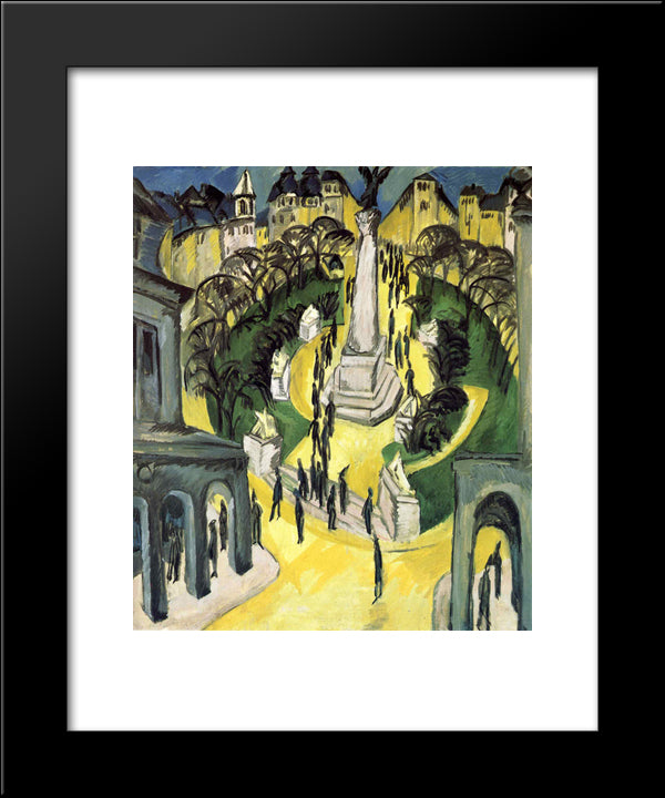 Der Belle Alliance Platz In Berlin 20x24 Black Modern Wood Framed Art Print Poster by Kirchner, Ernst Ludwig