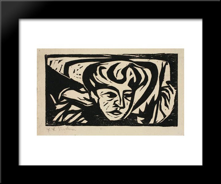 Dodo Head On Pillow 20x24 Black Modern Wood Framed Art Print Poster by Kirchner, Ernst Ludwig