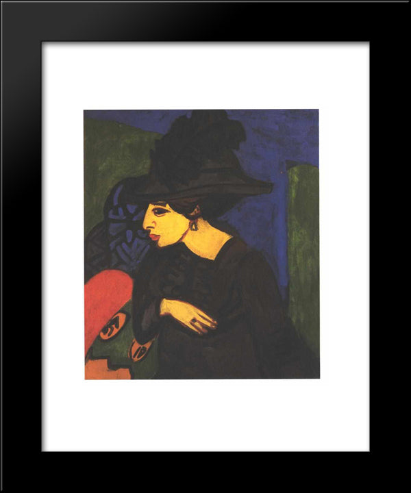 Dodo With A Big Feather Hat 20x24 Black Modern Wood Framed Art Print Poster by Kirchner, Ernst Ludwig