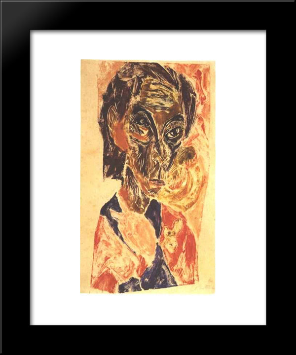 Head Of A Sick Man 20x24 Black Modern Wood Framed Art Print Poster by Kirchner, Ernst Ludwig