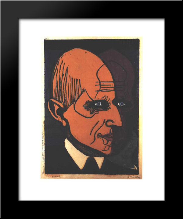 Head Of Dr. Bauer 20x24 Black Modern Wood Framed Art Print Poster by Kirchner, Ernst Ludwig