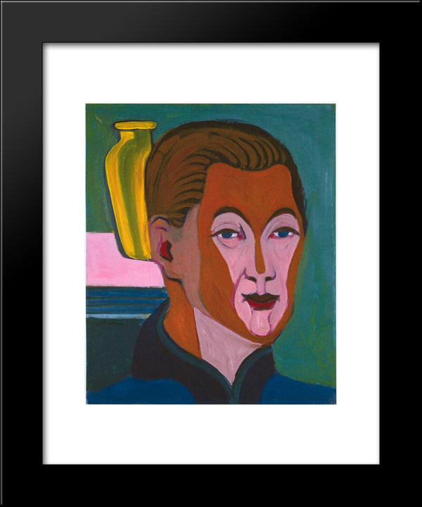 Head Of The Painter (Self-Portrait) 20x24 Black Modern Wood Framed Art Print Poster by Kirchner, Ernst Ludwig