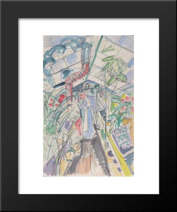 In The Greenhouse 20x24 Black Modern Wood Framed Art Print Poster by Kirchner, Ernst Ludwig