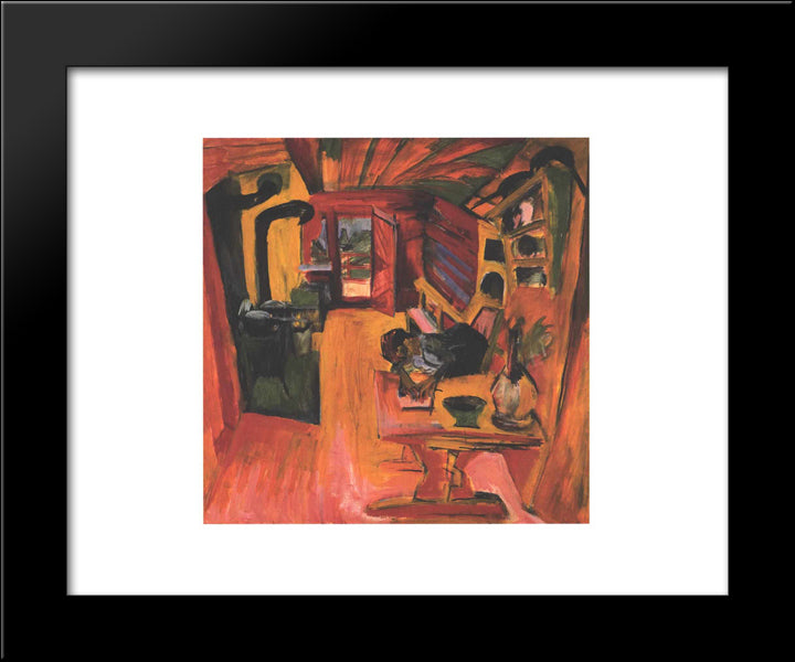 Kitchen In An Alpine Hut 20x24 Black Modern Wood Framed Art Print Poster by Kirchner, Ernst Ludwig