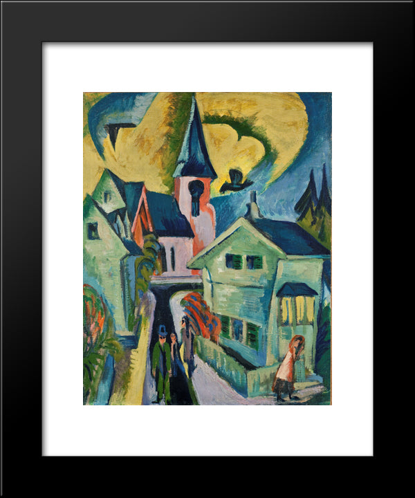 Konigstein With Red Church 20x24 Black Modern Wood Framed Art Print Poster by Kirchner, Ernst Ludwig