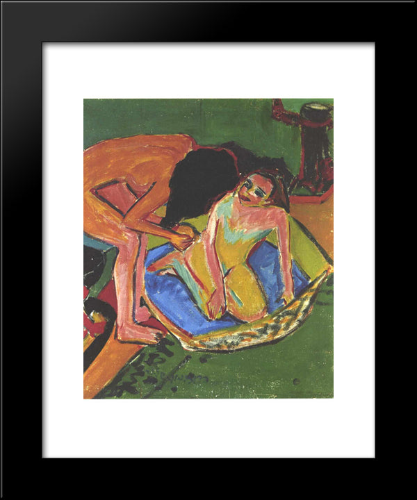 Marcella And Franzi In The Atelier 20x24 Black Modern Wood Framed Art Print Poster by Kirchner, Ernst Ludwig