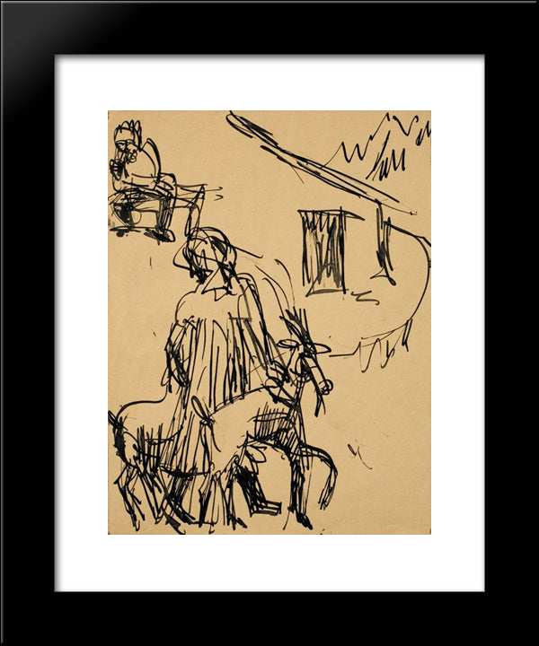 Mountain Hut With Goat 20x24 Black Modern Wood Framed Art Print Poster by Kirchner, Ernst Ludwig