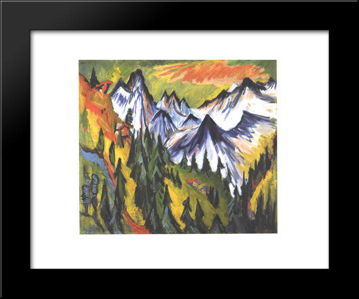 Mountain Top 20x24 Black Modern Wood Framed Art Print Poster by Kirchner, Ernst Ludwig