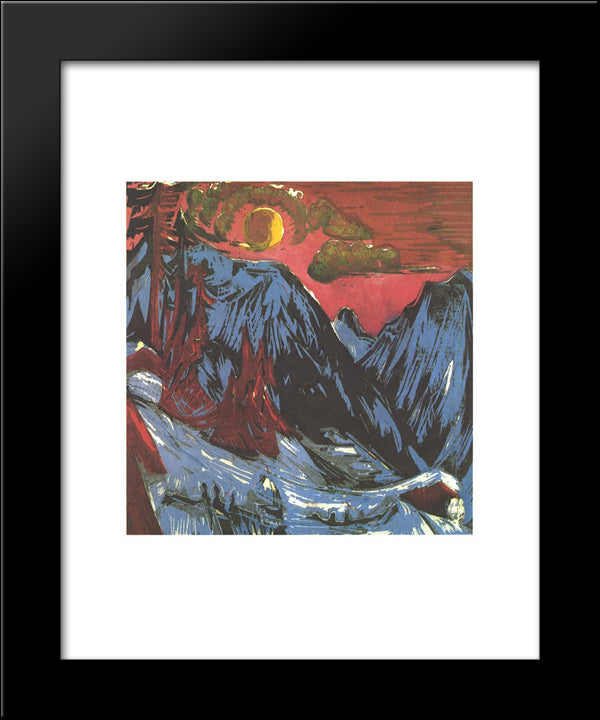 Mountains In Winter 20x24 Black Modern Wood Framed Art Print Poster by Kirchner, Ernst Ludwig