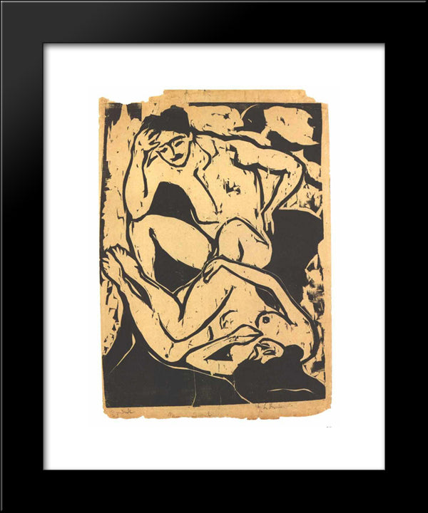Nacked Couple On A Couch 20x24 Black Modern Wood Framed Art Print Poster by Kirchner, Ernst Ludwig