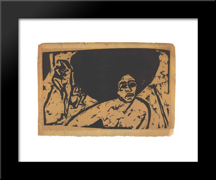 Nacked- Female Dancer 20x24 Black Modern Wood Framed Art Print Poster by Kirchner, Ernst Ludwig