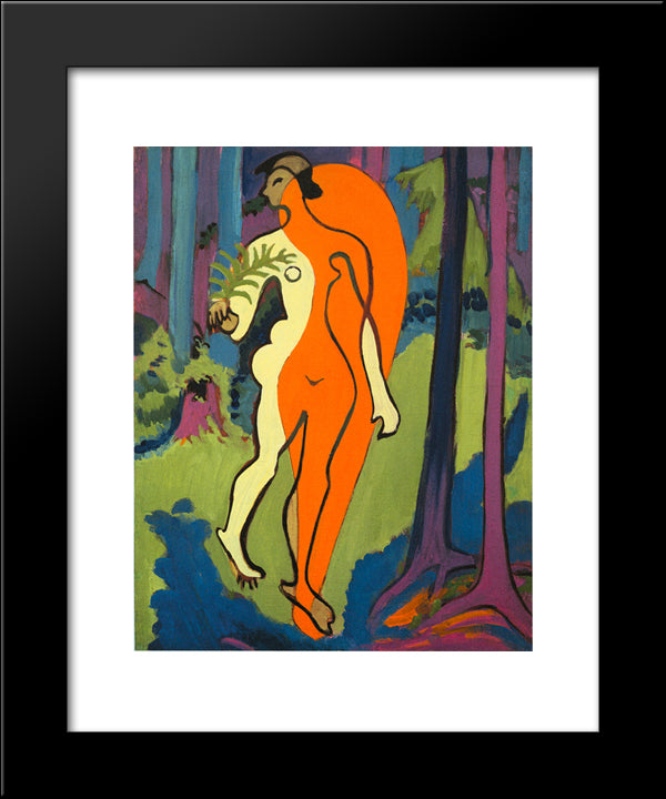 Nude In Orange And Yellow 20x24 Black Modern Wood Framed Art Print Poster by Kirchner, Ernst Ludwig