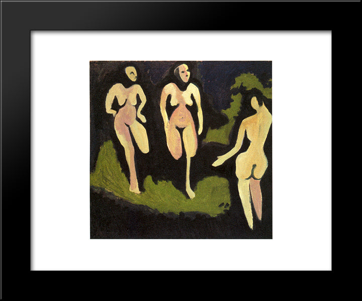 Nudes In A Meadow 20x24 Black Modern Wood Framed Art Print Poster by Kirchner, Ernst Ludwig