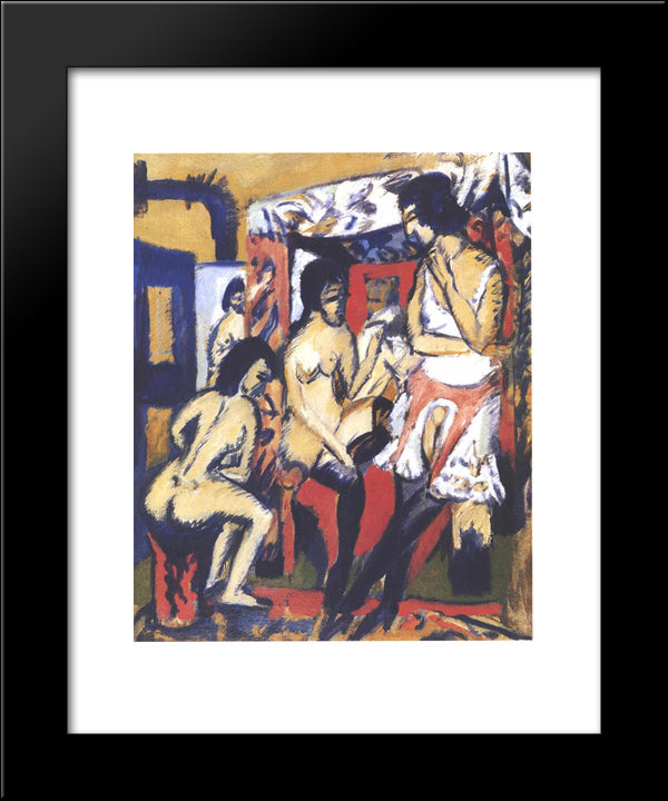 Nudes In Atelier 20x24 Black Modern Wood Framed Art Print Poster by Kirchner, Ernst Ludwig