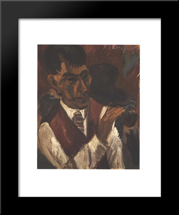 Portrait Of Otto Mueller With Pipe 20x24 Black Modern Wood Framed Art Print Poster by Kirchner, Ernst Ludwig