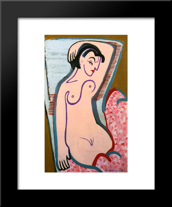 Reclining Female Nude 20x24 Black Modern Wood Framed Art Print Poster by Kirchner, Ernst Ludwig
