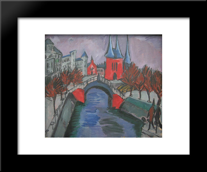Red Elisabeth Riverbank, Berlin 20x24 Black Modern Wood Framed Art Print Poster by Kirchner, Ernst Ludwig