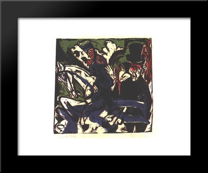 Schlemihls Entcounter With Small Grey Man 20x24 Black Modern Wood Framed Art Print Poster by Kirchner, Ernst Ludwig