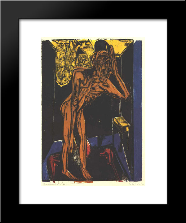 Schlemihls In The Loneliness Of The Room 20x24 Black Modern Wood Framed Art Print Poster by Kirchner, Ernst Ludwig