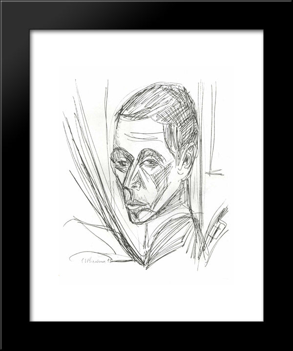 Self-Portrait 20x24 Black Modern Wood Framed Art Print Poster by Kirchner, Ernst Ludwig