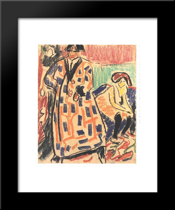 Self-Portrait With Model 20x24 Black Modern Wood Framed Art Print Poster by Kirchner, Ernst Ludwig