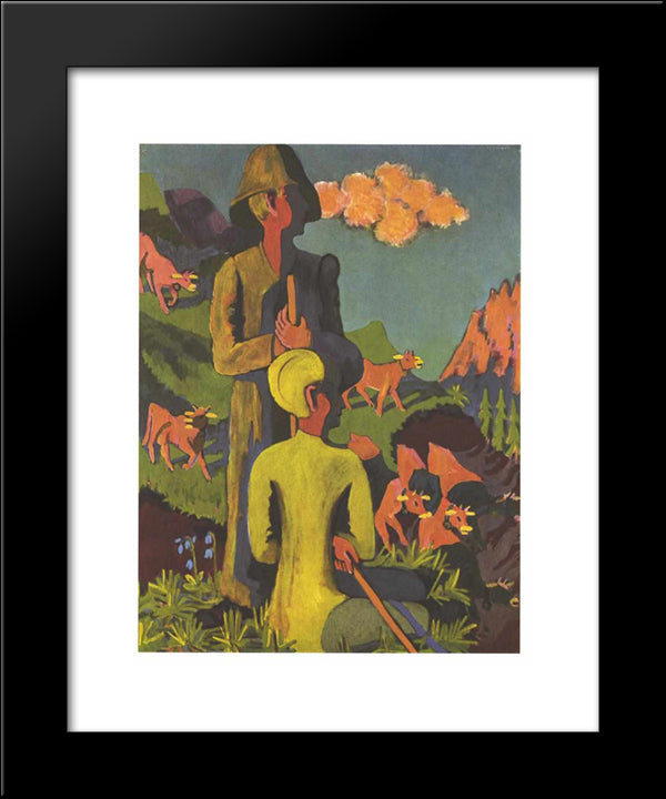 Shepherd In The Evening 20x24 Black Modern Wood Framed Art Print Poster by Kirchner, Ernst Ludwig