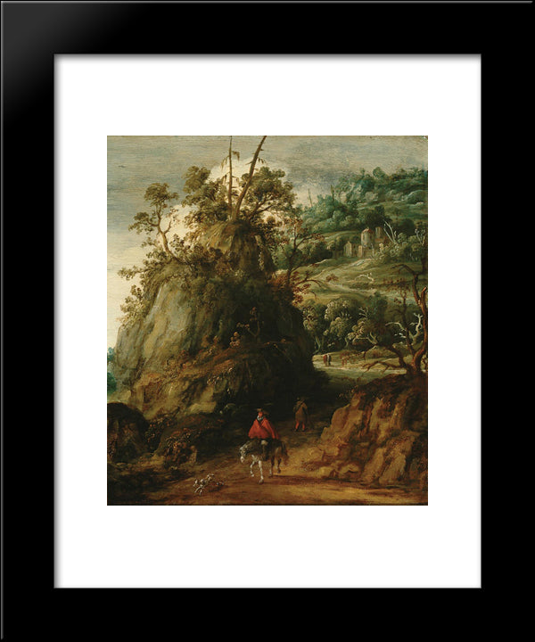 Mountainous Landscape With Traveller 20x24 Black Modern Wood Framed Art Print Poster by Velde, Esaias van de