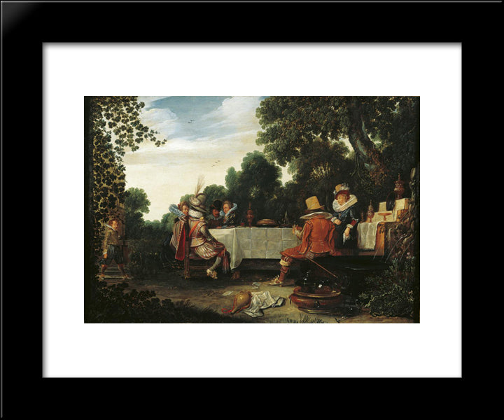 Party In The Garden 20x24 Black Modern Wood Framed Art Print Poster by Velde, Esaias van de