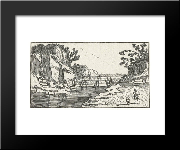 Rocky Landscape With Road Along River 20x24 Black Modern Wood Framed Art Print Poster by Velde, Esaias van de