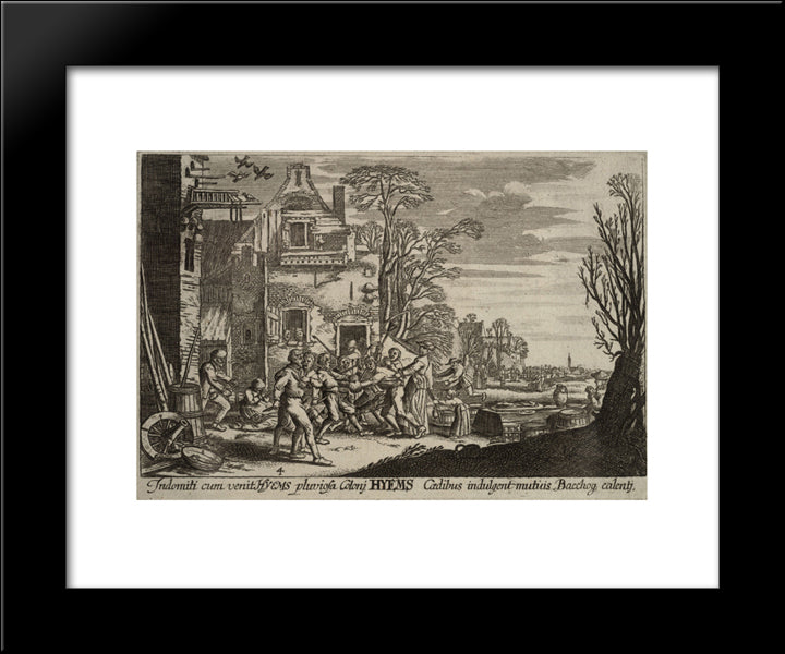 Winter. State 3. 20x24 Black Modern Wood Framed Art Print Poster by Velde, Esaias van de