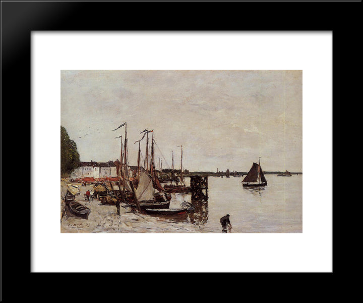 Antwerp, Fishing Boats 20x24 Black Modern Wood Framed Art Print Poster by Boudin, Eugene