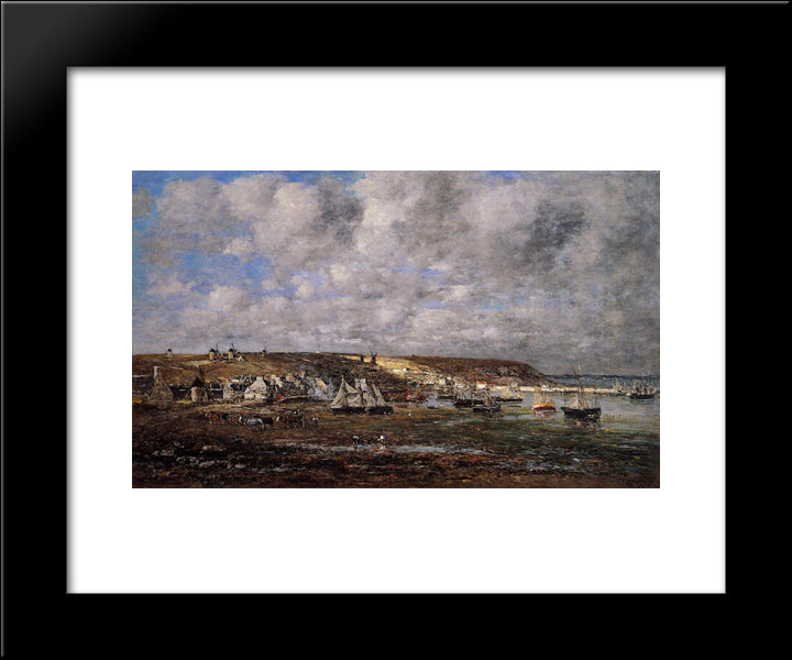 Camaret, Low Tide 20x24 Black Modern Wood Framed Art Print Poster by Boudin, Eugene