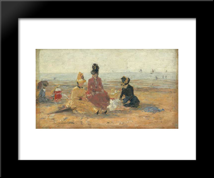 On The Beach, Trouville 20x24 Black Modern Wood Framed Art Print Poster by Boudin, Eugene