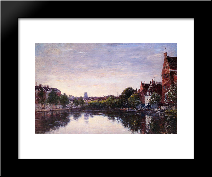 Rotterdam. A Corner Of The Basin 20x24 Black Modern Wood Framed Art Print Poster by Boudin, Eugene