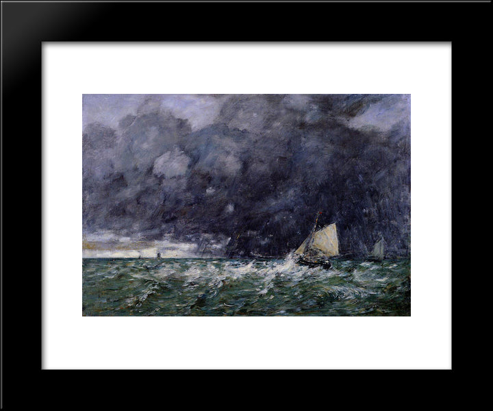 Rough Seas 20x24 Black Modern Wood Framed Art Print Poster by Boudin, Eugene