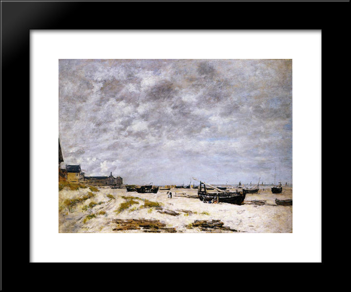 The Beach, Berck 20x24 Black Modern Wood Framed Art Print Poster by Boudin, Eugene
