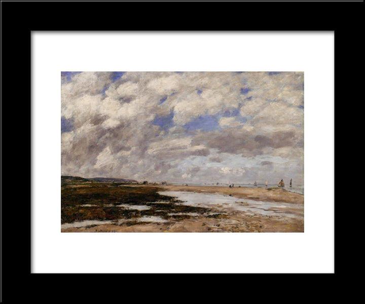 The Beach, Deauville 20x24 Black Modern Wood Framed Art Print Poster by Boudin, Eugene