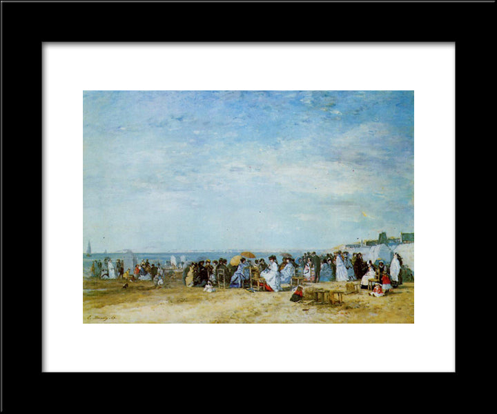 The Beach 20x24 Black Modern Wood Framed Art Print Poster by Boudin, Eugene